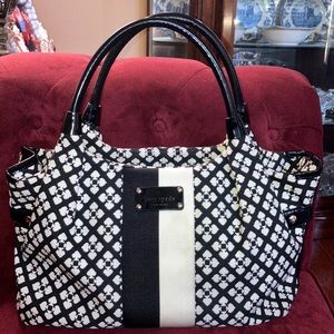 Kate Spade vintage Stevie black/white spades w/patent leather embossed bottom